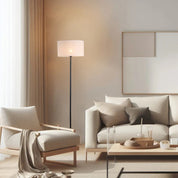 Linea Floor Lamp Matt Black & Linen