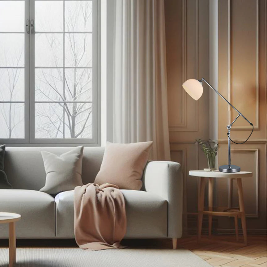Noemi Table Lamp Matt Chrome & Opal