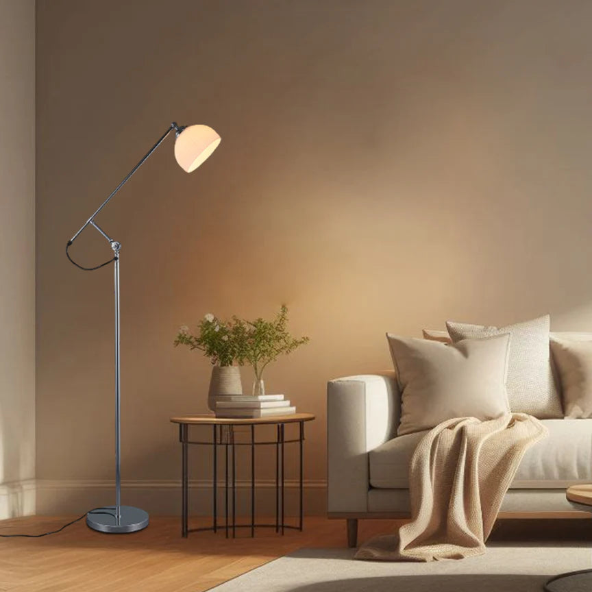 Noemi Floor Lamp Matt Chrome & Opal