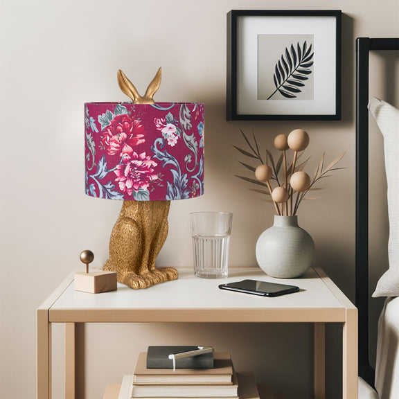 Thistle Rabbit Sitting Table Lamp Red & Gold