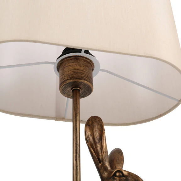 Rabbit Regal Table Lamp Antique Copper & Ivory
