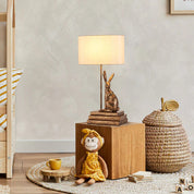 Rabbit Regal Table Lamp Antique Copper & Ivory
