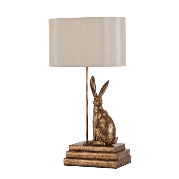 Rabbit Regal Table Lamp Antique Copper & Ivory