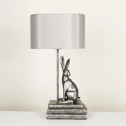 Rabbit Regal Table Lamp Antique Pewter & Ivory