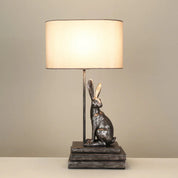 Rabbit Regal Table Lamp Antique Pewter & Ivory