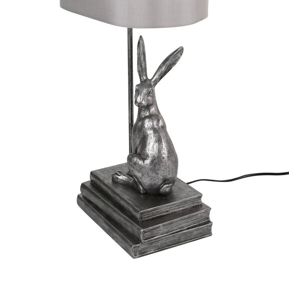 Rabbit Regal Table Lamp Antique Pewter & Ivory