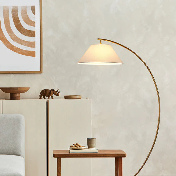 Remi Floor Lamp Brass & White