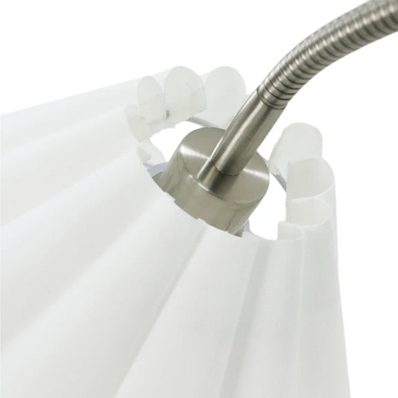 Eleanor Floor Lamp Satin Nickel & White