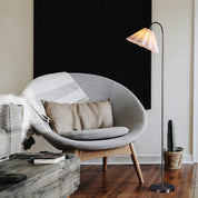 Eleanor Floor Lamp Satin Nickel & White