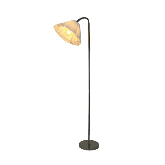 Eleanor Floor Lamp Satin Nickel & White