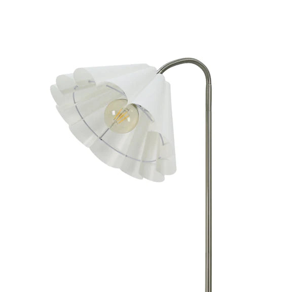 Eleanor Floor Lamp Satin Nickel & White