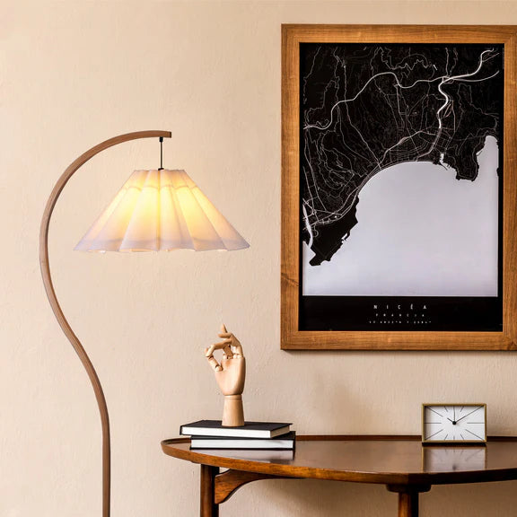 Esther Floor Lamp Matt Black & Wood