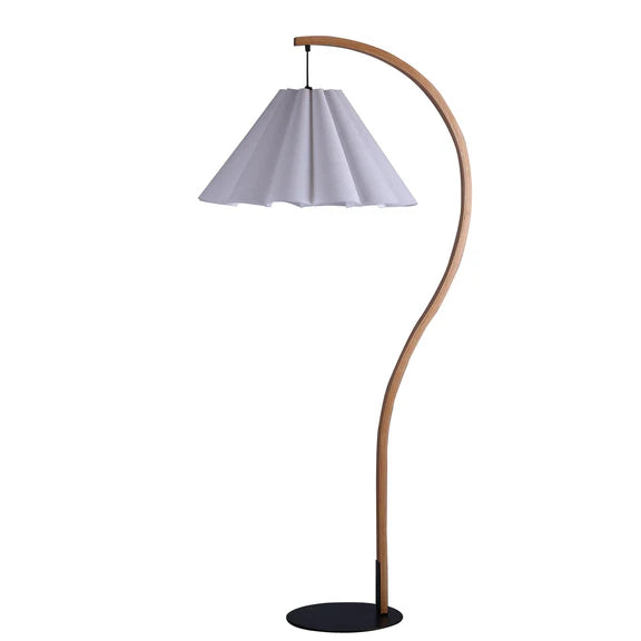 Esther Floor Lamp Matt Black & Wood