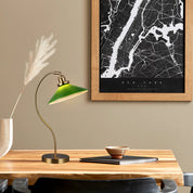 Gemma Table Lamp Green & Brass