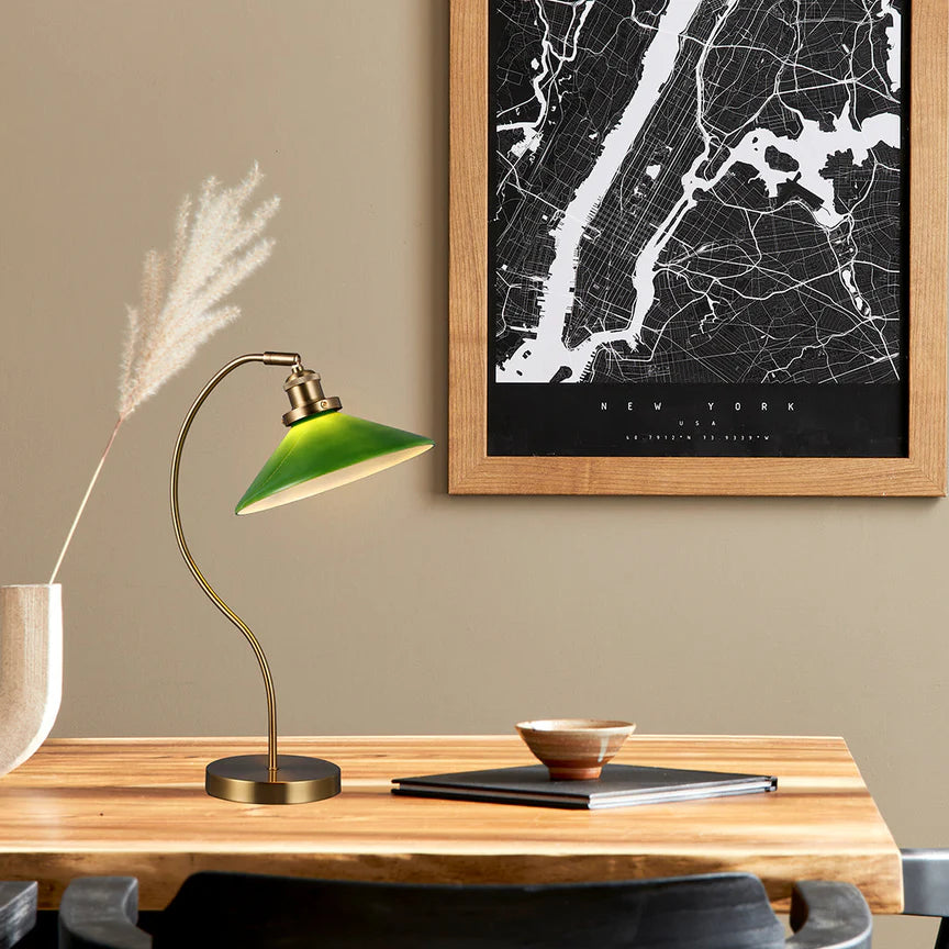 Gemma Table Lamp Green & Brass