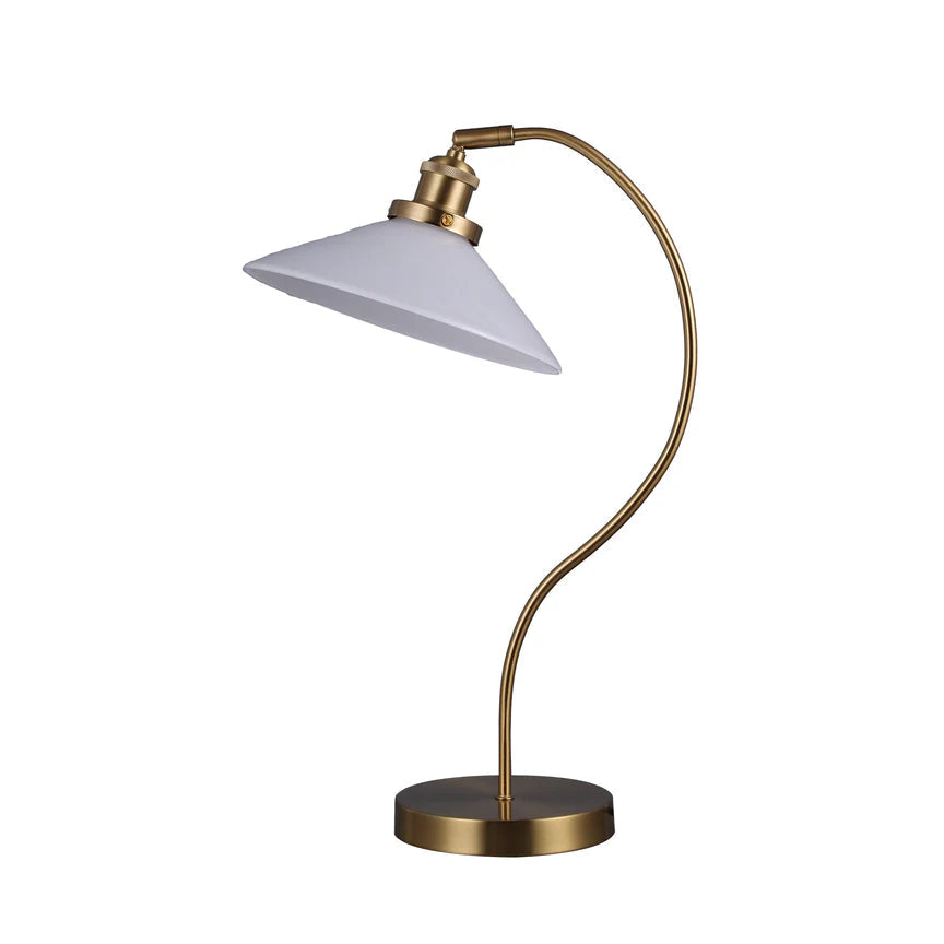 Gemma Table Lamp White & Brass