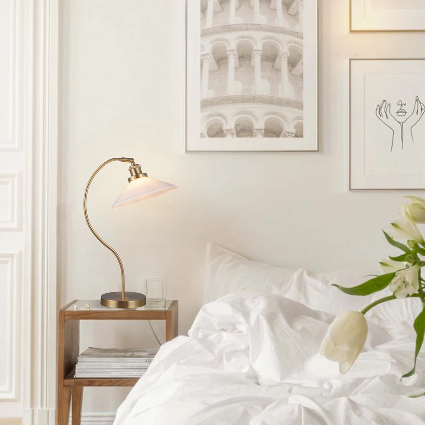 Gemma Table Lamp White & Brass