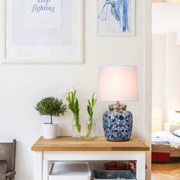 Keziah Table Lamp White & Blue