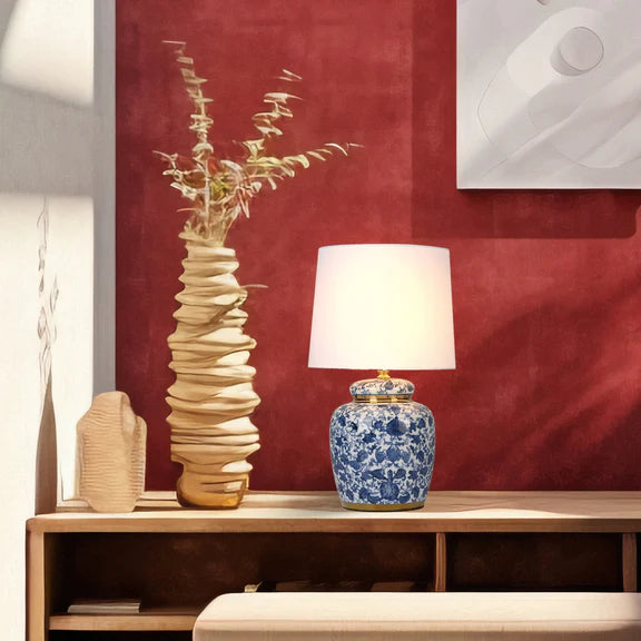 Keziah Table Lamp White & Blue