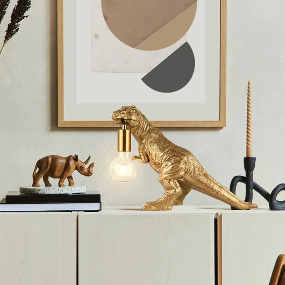 T-Rex Bite Resin Table Lamp Gold
