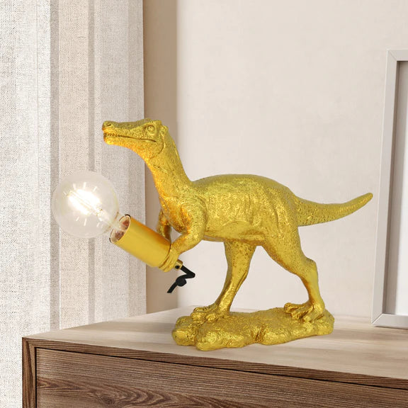 Velociraptor Grip Resin Table Lamp Gold