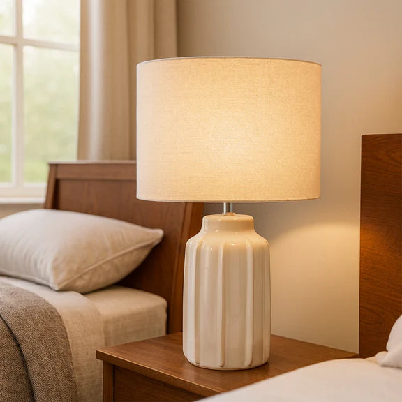 Luna Table Lamp Cream & Linen
