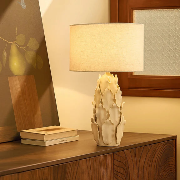 Layered Leaf Table Lamp Ivory & Linen