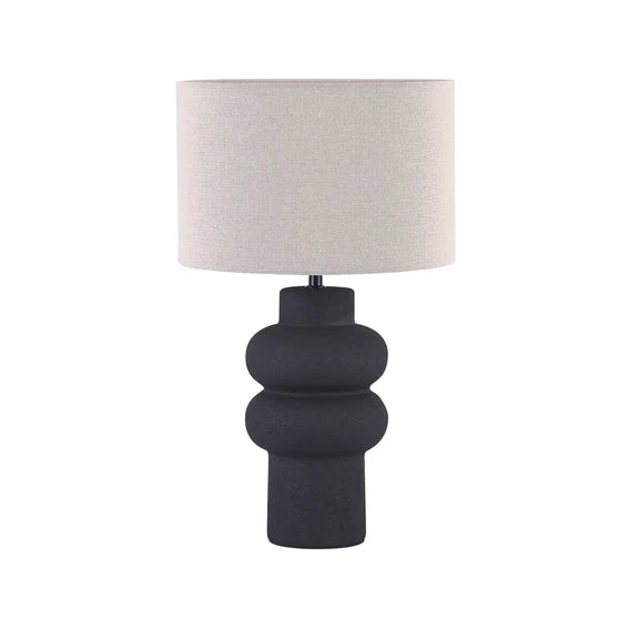 Isadora Table Lamp Matte Black & Linen