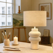 Isadora Table Lamp Matte White & Linen
