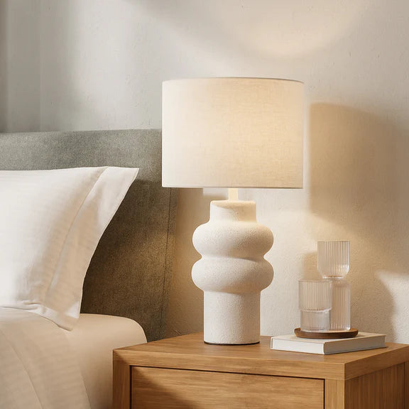 Isadora Table Lamp Matte White & Linen