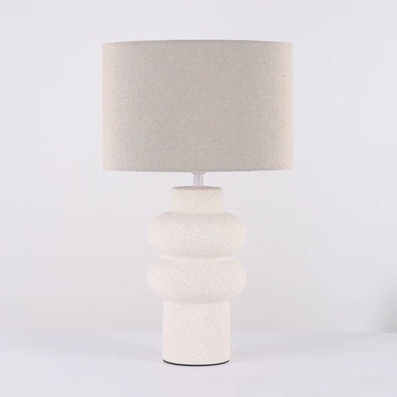 Isadora Table Lamp Matte White & Linen