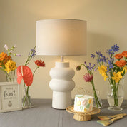 Isadora Table Lamp Matte White & Linen