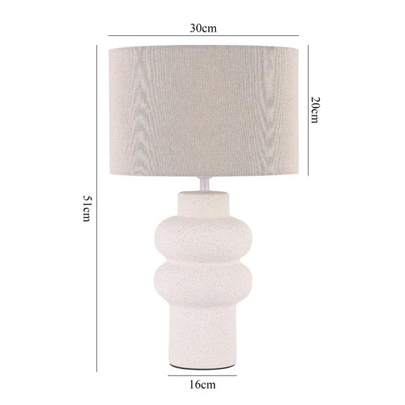 Isadora Table Lamp Matte White & Linen