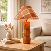 Helena Hand Faceted Plaid Shade Table Lamp  Brown