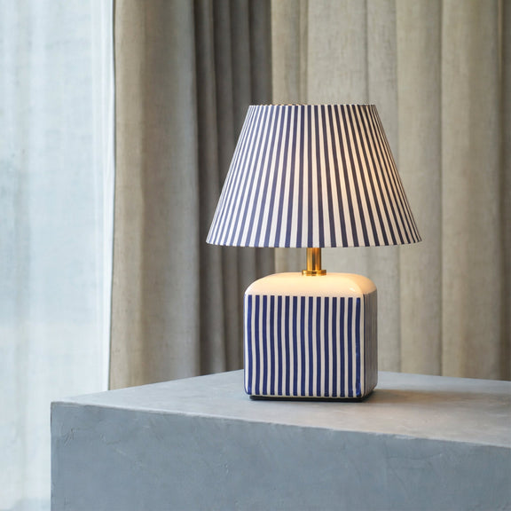 Amaris Table Lamp Cream & Blue Strip