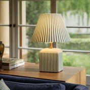 Amaris Table Lamp Cream & Green Strip