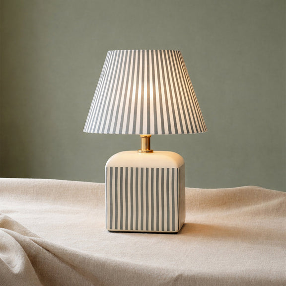 Amaris Table Lamp Cream & Green Strip