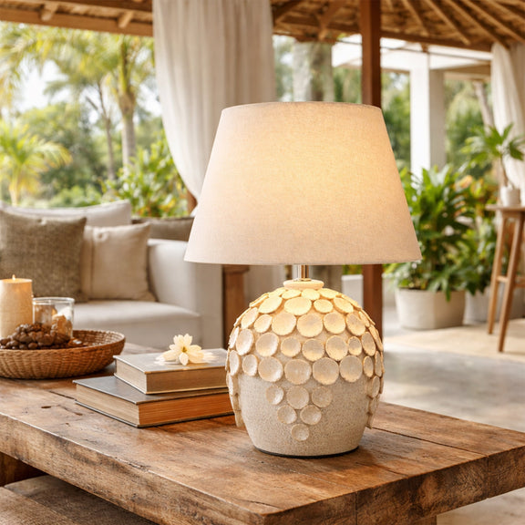 Monica Table Lamp Ivory & Natural