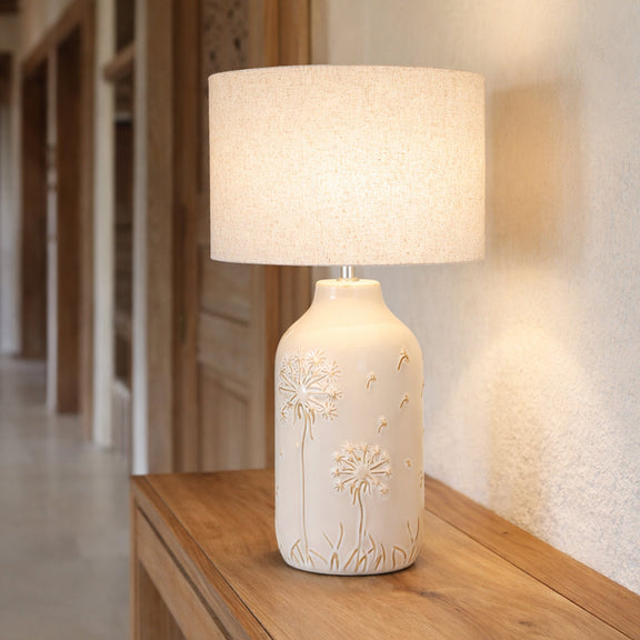 Nari Dandelion Table Lamp White & Natural