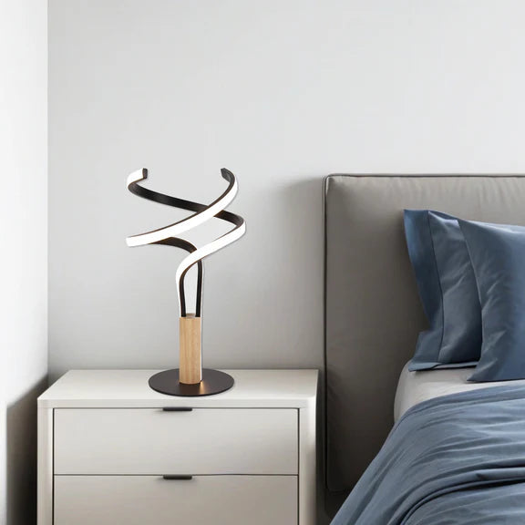 Estelle LED Table Lamp 12W 3000K Matt Black & Wood
