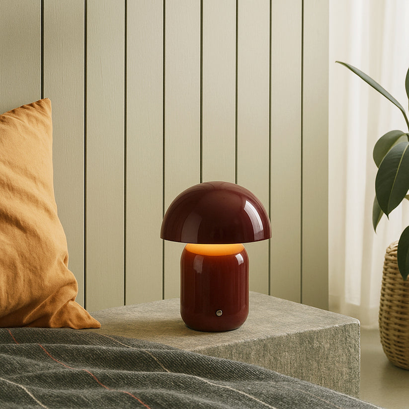 Mushroom LED Touch Table Lamp 2W 3CCT Brick Red