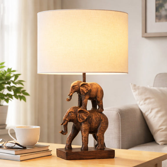 Mother and Calf Elephant LED Table Lamp 2.5W 3000K Natural & Brushed Bronze