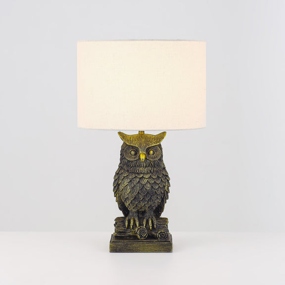 Owl Sculpture LED Table Lamp 2.5W 3000K Natural & Brushed Antique Brass