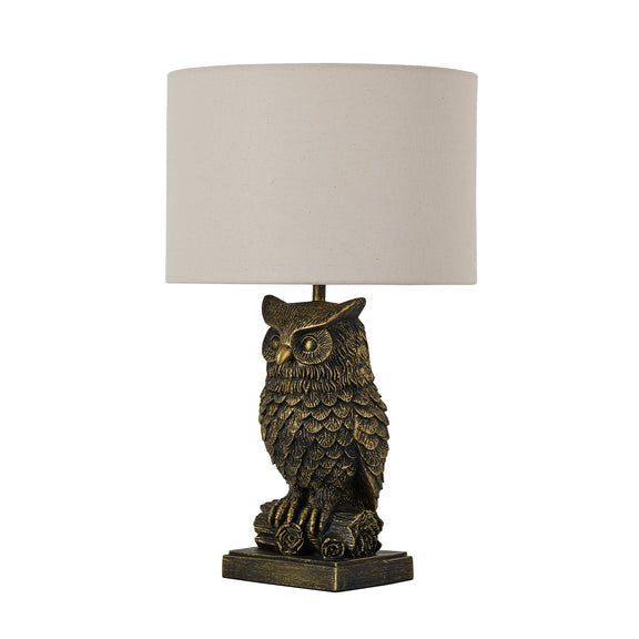 Owl Sculpture LED Table Lamp 2.5W 3000K Natural & Brushed Antique Brass