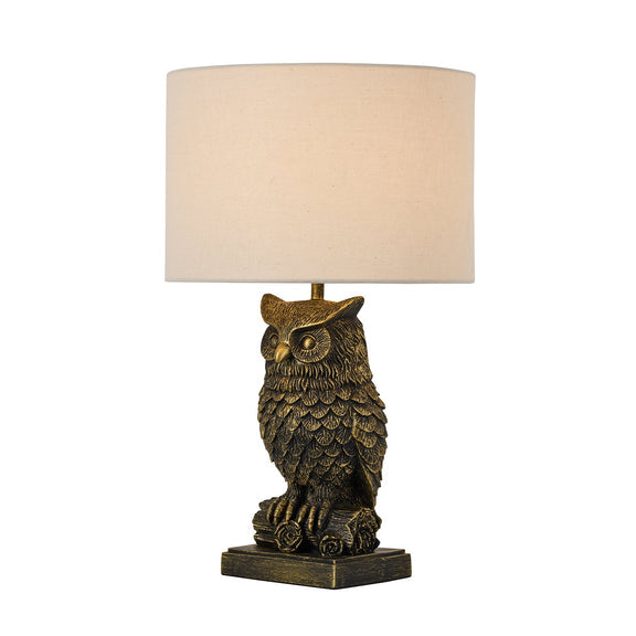 Owl Sculpture LED Table Lamp 2.5W 3000K Natural & Brushed Antique Brass