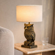 Owl Sculpture LED Table Lamp 2.5W 3000K Natural & Brushed Antique Brass