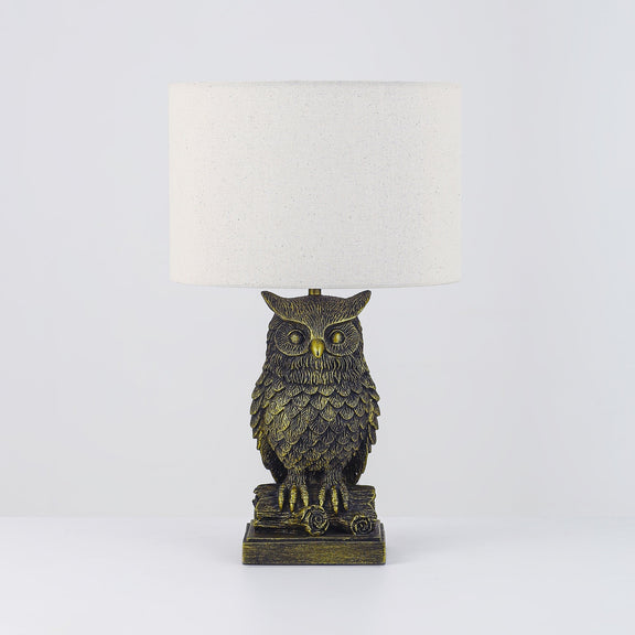Owl Sculpture LED Table Lamp 2.5W 3000K Natural & Brushed Antique Brass