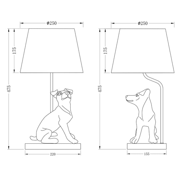 Jack Russell LED Table Lamp 2.5W 3000K Natural & Brushed Black Copper