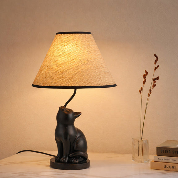 Upward Looking Cat LED Table Lamp 2.5W 3000K Natural & Brushed Black Copper