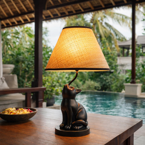 Upward Looking Cat LED Table Lamp 2.5W 3000K Natural & Brushed Black Copper